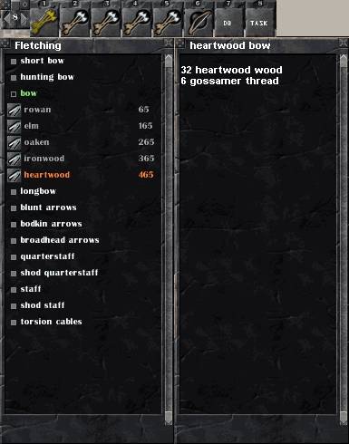 Example of Fletching trade skill setup